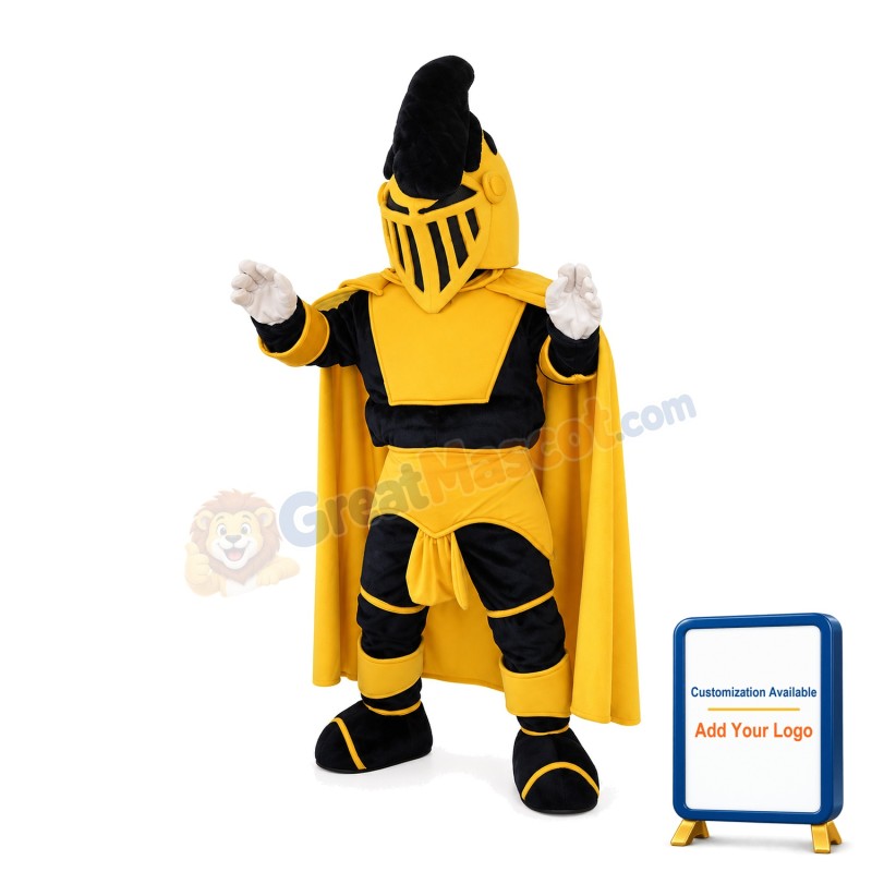 Yellow Samurai In Mask Mascot Costume