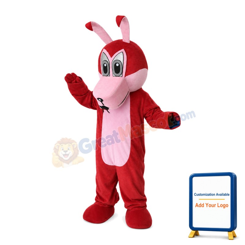 Red & Pink Wolf Mascot Costume