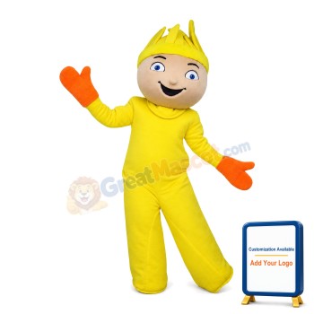 Yellow Doll Wearing Orange Gloves Mascot Costume