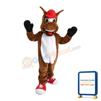 Brown Pony With Red Cap Mascot Costume