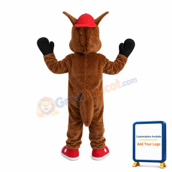 Brown Pony With Red Cap Mascot Costume
