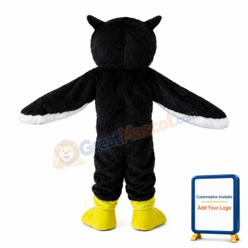 Long Fur Black & White Owl Mascot Costume