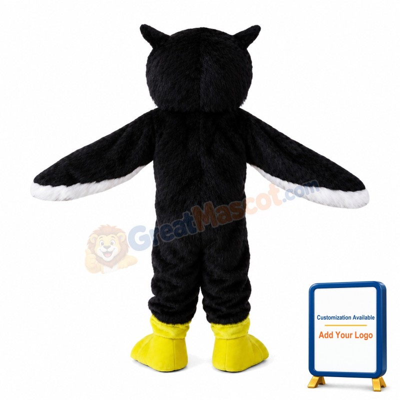 Long Fur Black & White Owl Mascot Costume