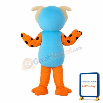 Blue Owl With Orange Beak Mascot Costume