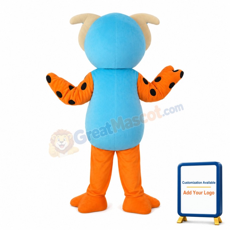 Blue Owl With Orange Beak Mascot Costume