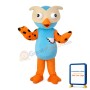 Blue Owl With Orange Beak Mascot Costume