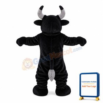 Powerful Black & Grey Bull Mascot Costume