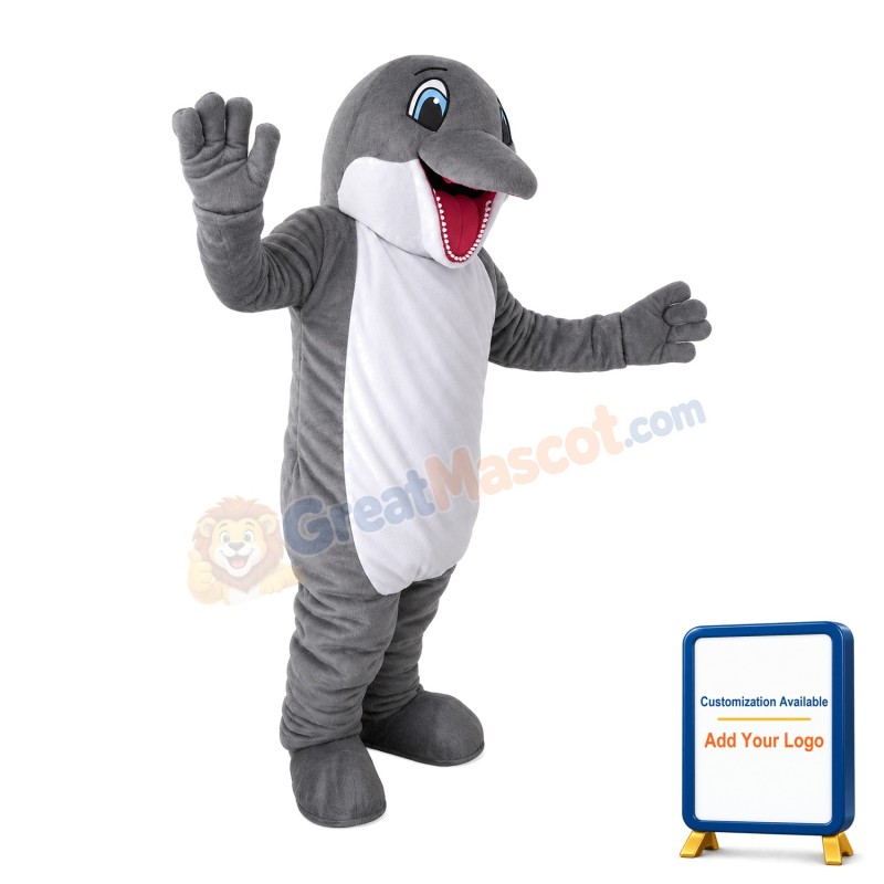Grey & White Dolphin Mascot Costume