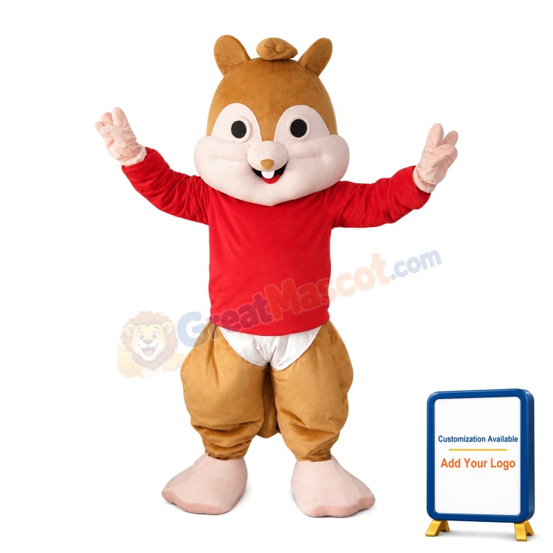 Naughty Chipmunk With Red Top Mascot Costume
