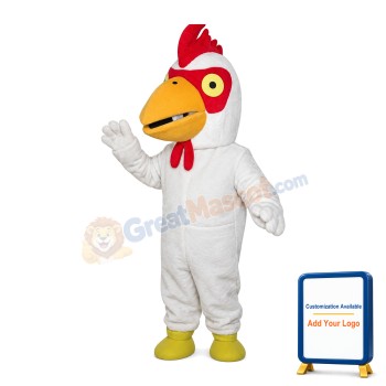 White Chicken With Big Mouth Mascot Costume