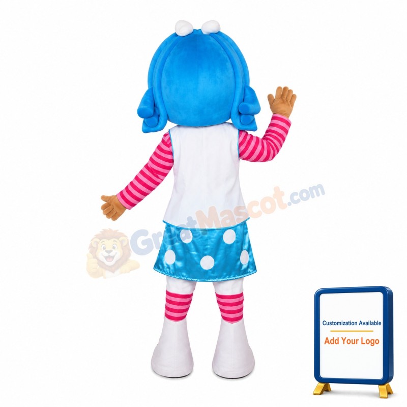 Optimistic Blue Hair Girl Mascot Costume