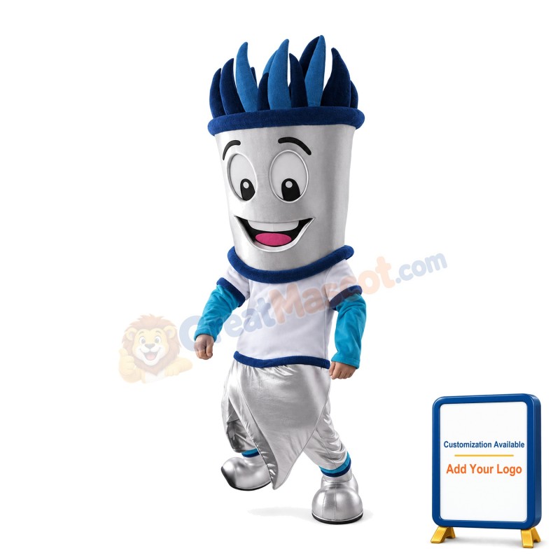 Silver Tin Bucket Mascot Costume