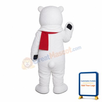 Polar Bear With Scarf Mascot Costume