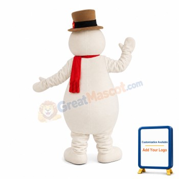 Lively Snowman With Brown Hat Mascot Costume