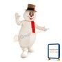 Lively Snowman With Brown Hat Mascot Costume