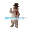 Lively Snowman With Brown Hat Mascot Costume