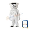 Polar Bear With Black Blindfold Mascot Costume