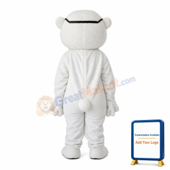 Polar Bear With Black Blindfold Mascot Costume