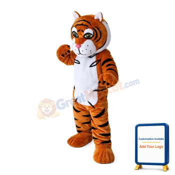 Brown Tiger With Soft Belly Mascot Costume