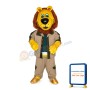 Yellow Lion In Tooling Jacket Mascot Costume