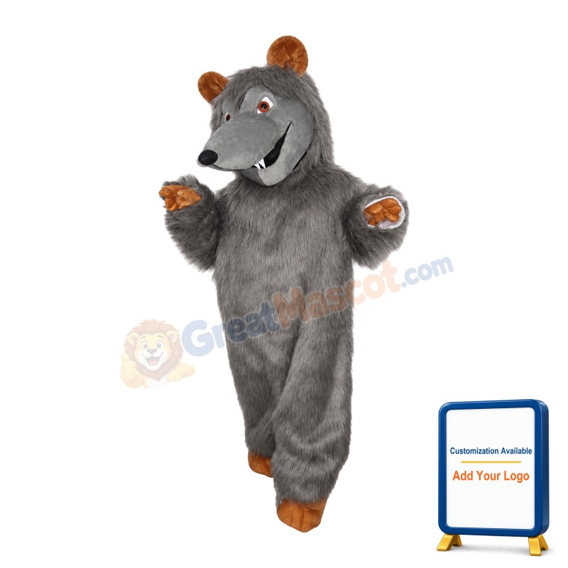 Grey Mouse With Supple Fur Mascot Costume