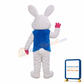 Easter Bunny With Blue Vest Mascot Costume