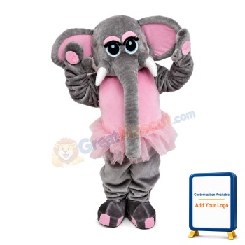 Elephant With Pink Gauze Skirt Mascot Costume