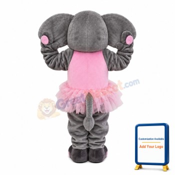 Elephant With Pink Gauze Skirt Mascot Costume