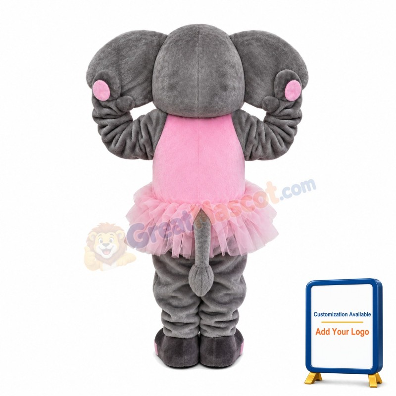 Elephant With Pink Gauze Skirt Mascot Costume
