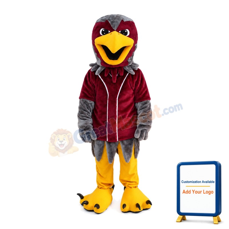 Red Wine & Grey Eagle Mascot Costume