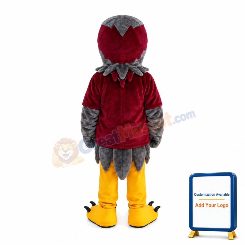 Red Wine & Grey Eagle Mascot Costume