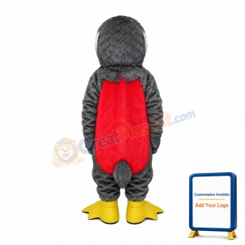 Grey & Red Furry Bird Mascot Costume