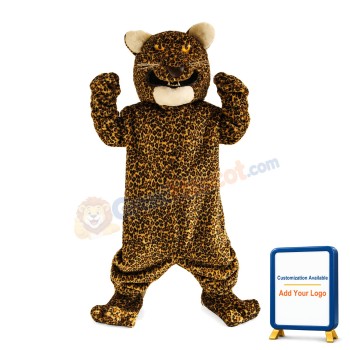 Strong Leopard With Golden Eyes Mascot Costume