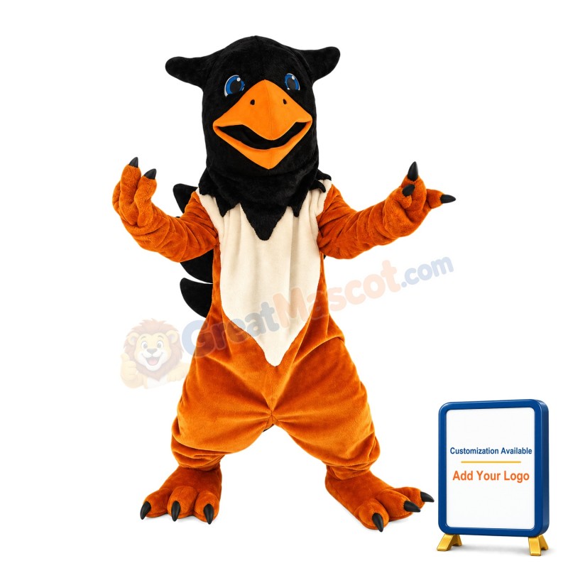 Brown Bird With Two Small Horns Mascot Costume