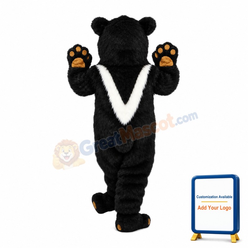 Black Bear With Pinch Of White Fur Mascot Costume