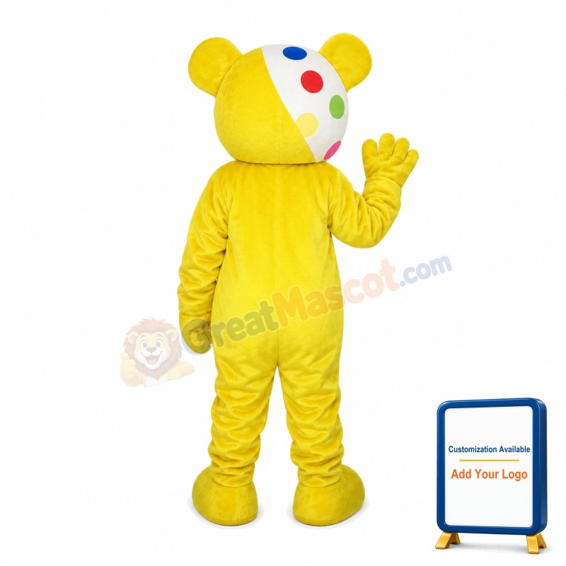 Yellow Bear With Buttons Mascot Costume