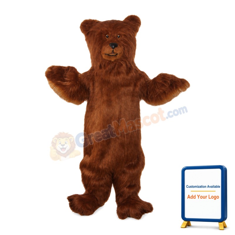 Brown Hairy Wild Bear Mascot Costume