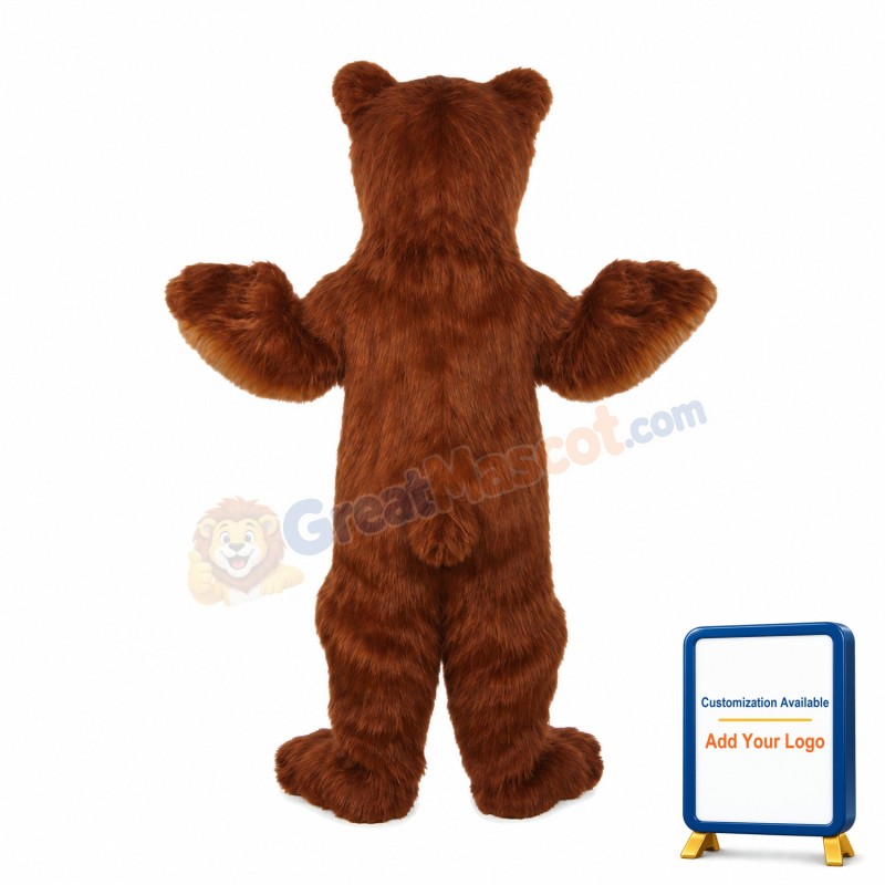 Brown Hairy Wild Bear Mascot Costume