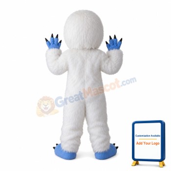White Furry Monster With Blue Face Mascot Costume