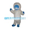 White Furry Monster With Blue Face Mascot Costume