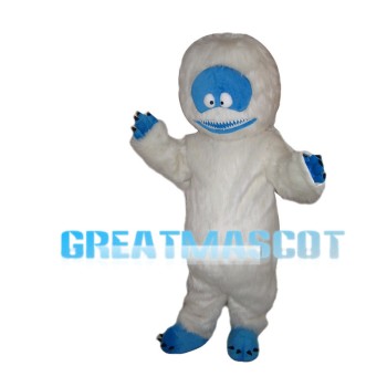 White Furry Monster With Blue Face Mascot Costume