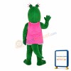 Green Crocodile With Pink Vest Mascot Costume