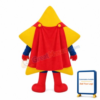 Yellow Star Mascot Costume Tied With Blue Belt