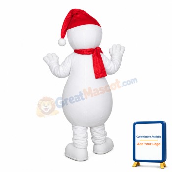 Polite Snowman With Blue Buttons Mascot Costume