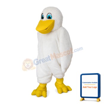 White Plush Pelican Mascot Costume