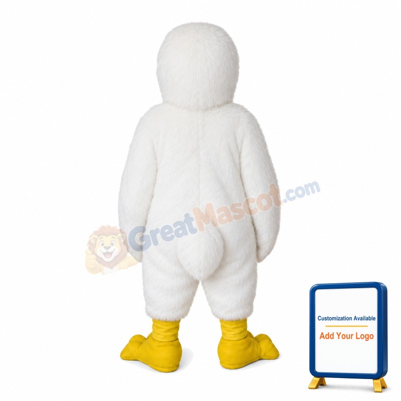 White Plush Pelican Mascot Costume