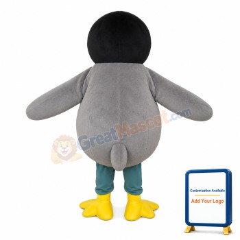 Gray Penguin With Blue Eyes Mascot Costume