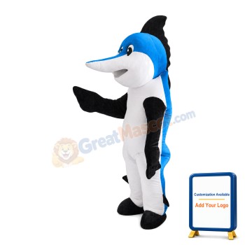 Blue Dolphin With Black Fin Mascot Costume