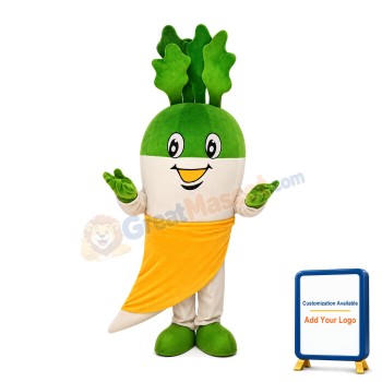 Cartoon Green & White Radish Mascot Costume