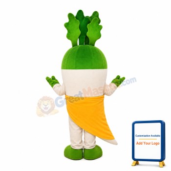 Cartoon Green & White Radish Mascot Costume